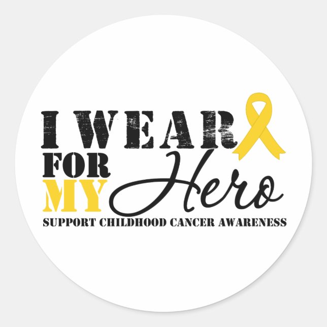 Pegatina Redonda Cinta Hero Cáncer Infantil (Anverso)