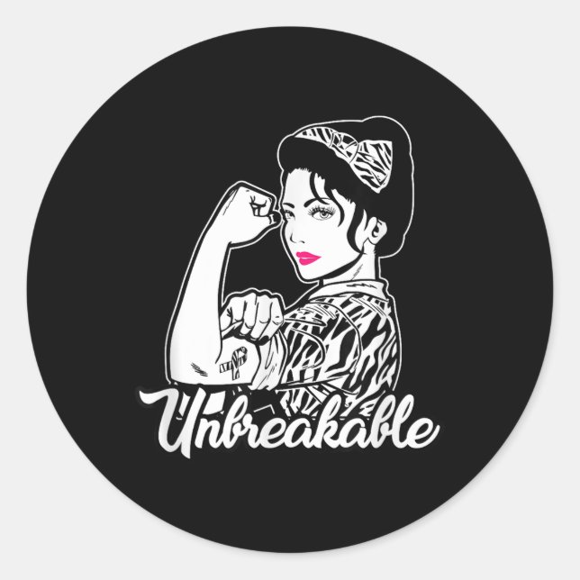 Pegatina Redonda Cinta inquebrantable contra el cáncer de carcinoid (Anverso)