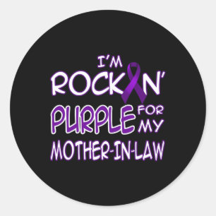 Pegatina Redonda Cinta Morada de Rock para la Conciencia de la Epil