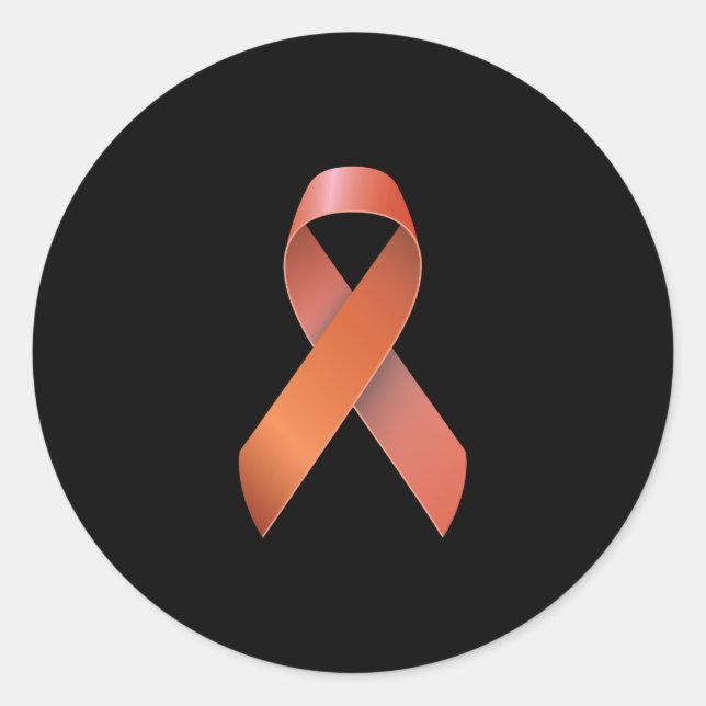 Pegatina Redonda Cinta naranja - Cáncer de leucemia - Cáncer de riñ (Anverso)