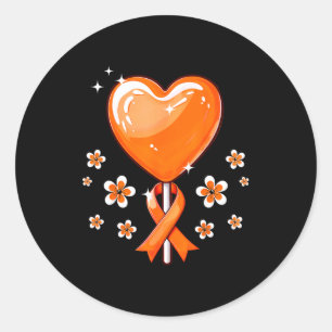 Pegatina Redonda Cinta Naranja Corazón Caramelo Esclerosis Múltiple