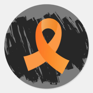 Pegatina Redonda Cinta Naranja De Esclerosis Múltiple Con Escrúpulo