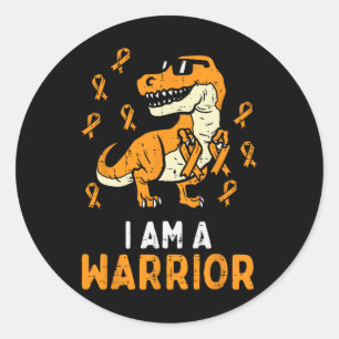 Pegatina Redonda Cinta naranja Im A Warrior Leukemia Niños De Conci