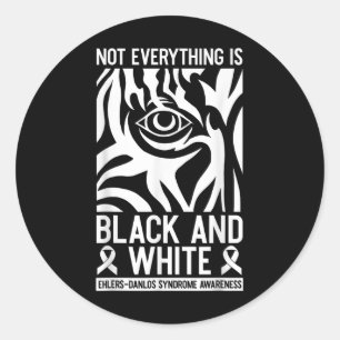 Pegatina Redonda Cinta Negra Y Blanca Ehlers Danlos Zebra Rheumat