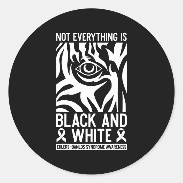 Pegatina Redonda Cinta Negra Y Blanca Ehlers Danlos Zebra Rheumat (Anverso)