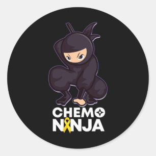 Pegatina Redonda Cinta Ninja Quimioterapia Cáncer Infantil 