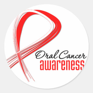 Pegatina Redonda Cinta oral del Grunge de la conciencia del cáncer