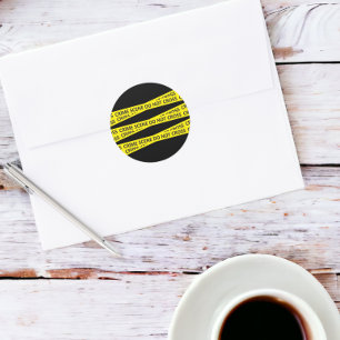 Pegatina Redonda Cinta policial en la escena del crimen