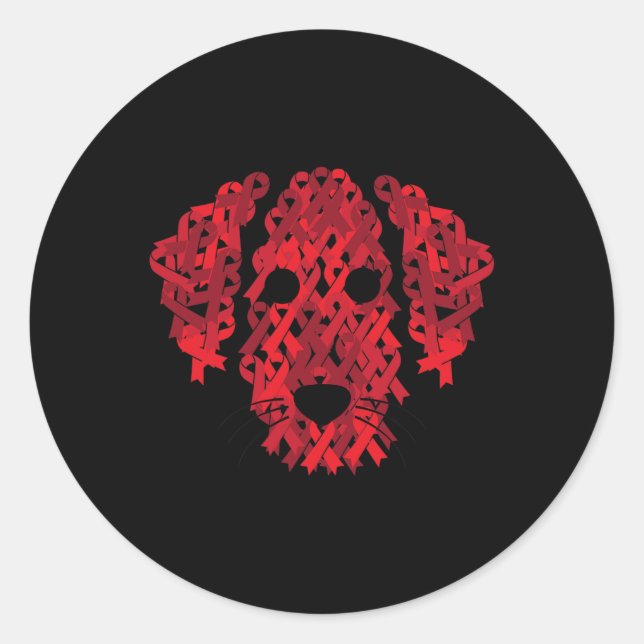Pegatina Redonda Cinta Roja VIH/SIDA Aneuralismo cerebral Sensibili (Anverso)