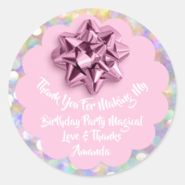 Pegatina Redonda Cinta rosa Baby Shower Favor de Cumpleaños Única