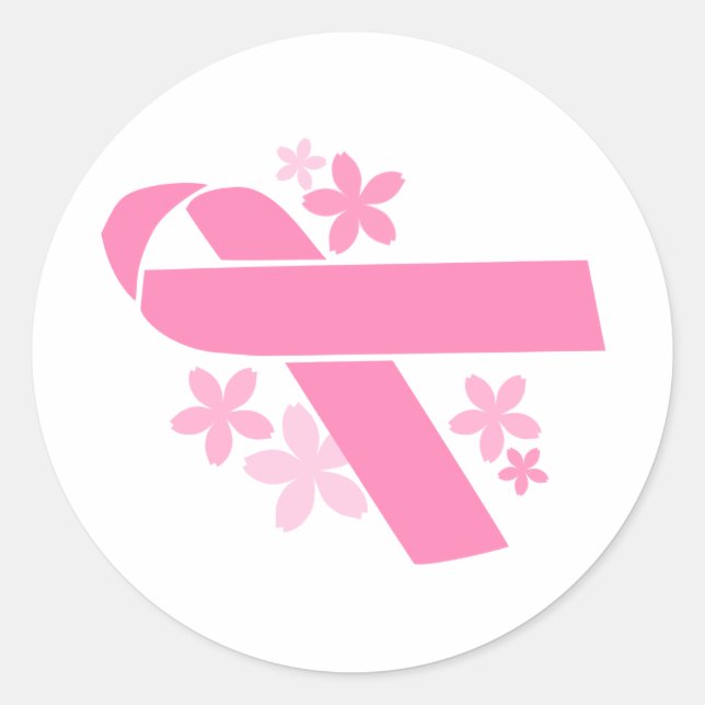 Pegatina Redonda Cinta rosa - Conciencia sobre el cáncer de mama (Anverso)