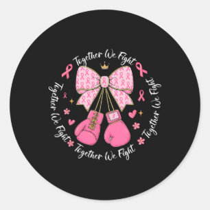 Pegatina Redonda Cinta rosa Coquette Bow Boxing Guantes Cañón de Ma