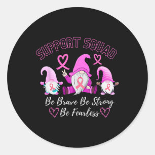 Pegatina Redonda Cinta rosa de apoyo a guerrero del cáncer de mama 