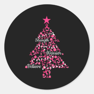 Pegatina Redonda Cinta rosa Ornamentos de Árbol de Navidad Cáncer d