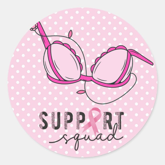 Pegatina Redonda Cinta rosa para la toma de conciencia sobre el cán (Anverso)