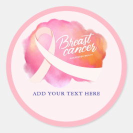 Pegatina Redonda Cinta rosa Recaudación de fondos formales para la 