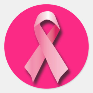 PEGATINA REDONDA CINTA ROSADA DEL CÁNCER DE PECHO