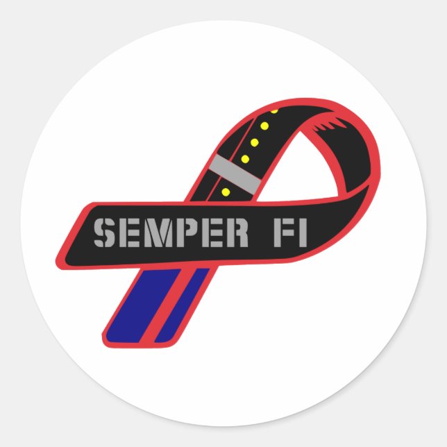 Pegatina Redonda Cinta Semper Fi (Anverso)