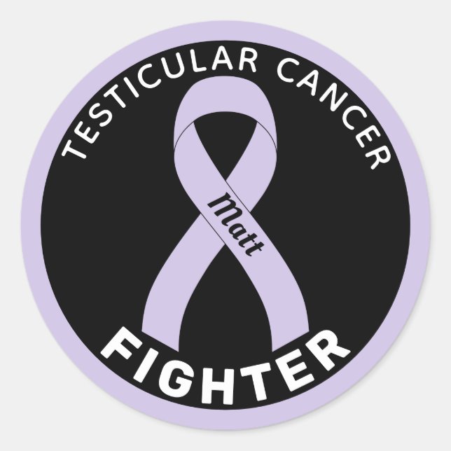 Pegatina Redonda Cinta Testicular de Lucha contra el Cáncer Negro (Anverso)
