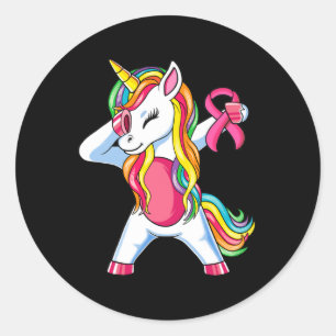 Pegatina Redonda Cinta Unicornio Chicas de Sensibilización sobre el