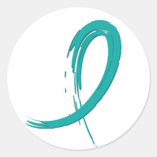Pegatina Redonda Cinta Verde azulada A4 de PCOS
