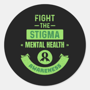 Pegatina Redonda Cinta Verde Concienciación sobre la salud mental S