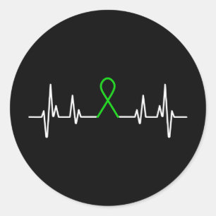 Pegatina Redonda Cinta Verde de Enfermedad Mental Conciencia de Sal