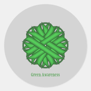 Pegatina Redonda Cinta verde de flores por Kenneth Yoncich