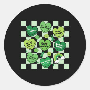 Pegatina Redonda Cinta verde del corazón lindo problemas de salud m