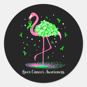 Pegatina Redonda Cinta Verde Flamingo Para Concienciación Sobre El 
