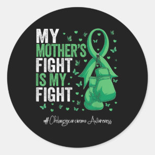 Pegatina Redonda Cinta Verde Madre Cholangiocarcinoma Conciencia