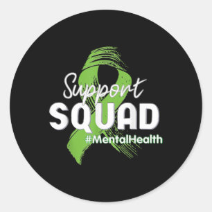 Pegatina Redonda Cinta verde para la concientización sobre la salud