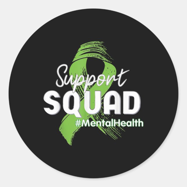 Pegatina Redonda Cinta verde para la concientización sobre la salud (Anverso)