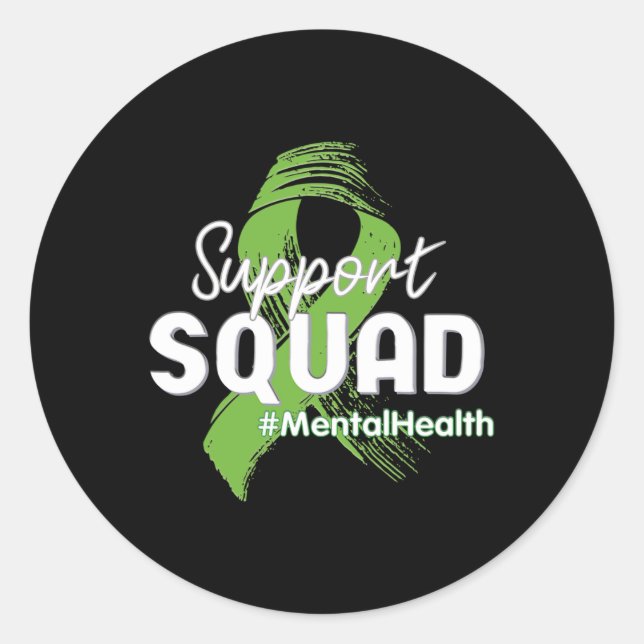 Pegatina Redonda Cinta verde para la concientización sobre la salud (Anverso)