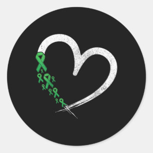 Pegatina Redonda Cinta Verde Salud Mental Cardíaca S Mes De Concien