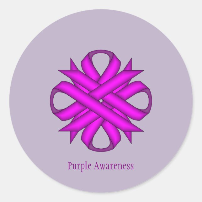Pegatina Redonda Cinta violeta de Kenneth Yoncich (Anverso)