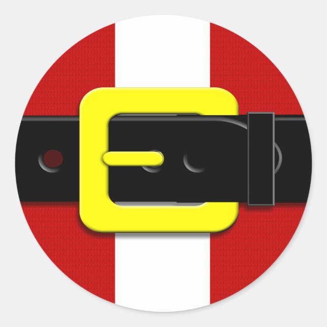 Pegatina Redonda Cinturón De Santa Claus Rojo Amarillo Y Blanco (Anverso)