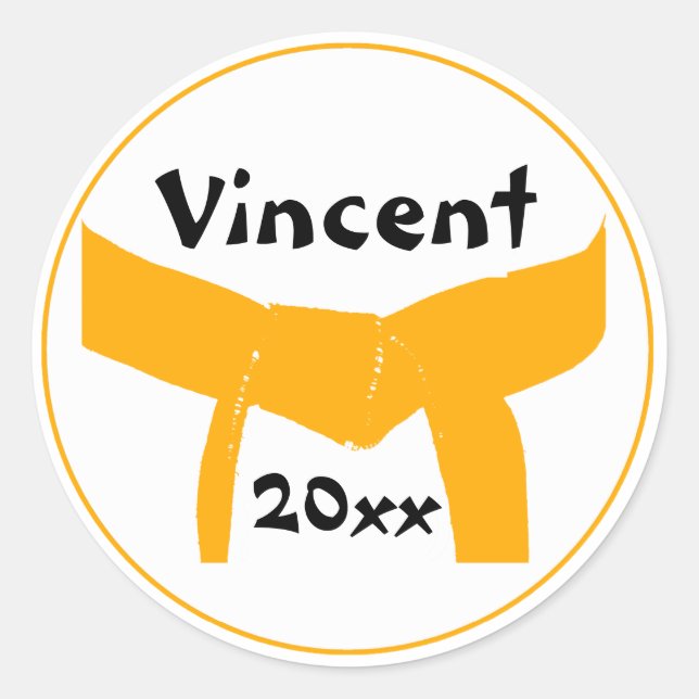 Pegatina Redonda Cinturón Naranja de artes marciales (Anverso)