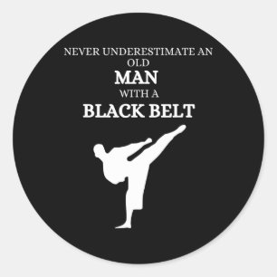 Pegatina Redonda Cinturón negro dice artes marciales de karate