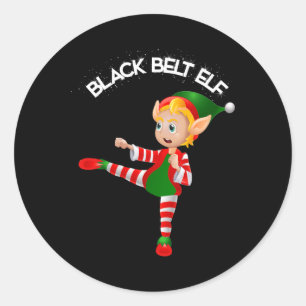 Pegatina Redonda Cinturón negro Elf-taekwondo, Karate, Jui Jitsu, K