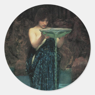 Pegatina Redonda Circe Invidiosa de John William Waterhouse