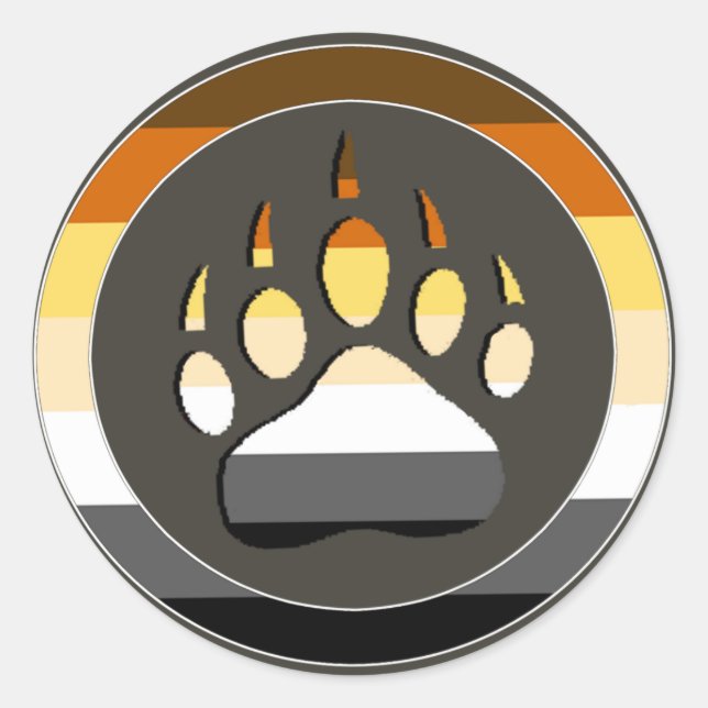 Pegatina Redonda Circle Gay Bears Prige Bandera Bear Paw (Anverso)