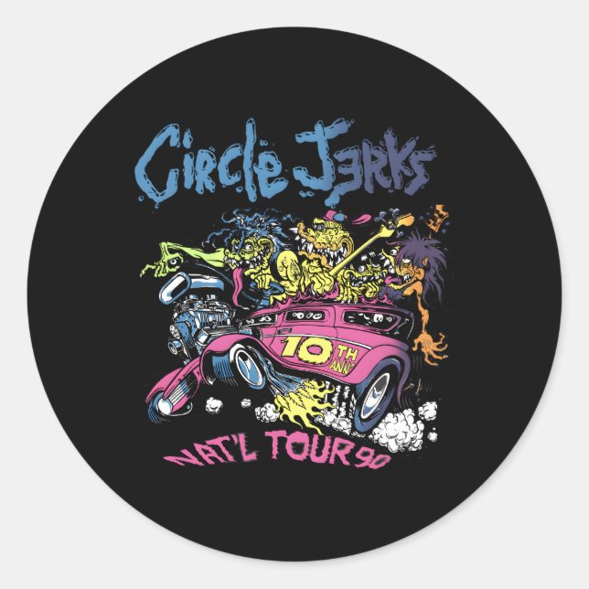 Pegatina Redonda Circle Jerks 91 Tour Ilustracion (Anverso)