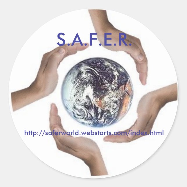 Pegatina Redonda Circle_of_Hands, S.A.F.E.R., http://saferworld.... (Anverso)