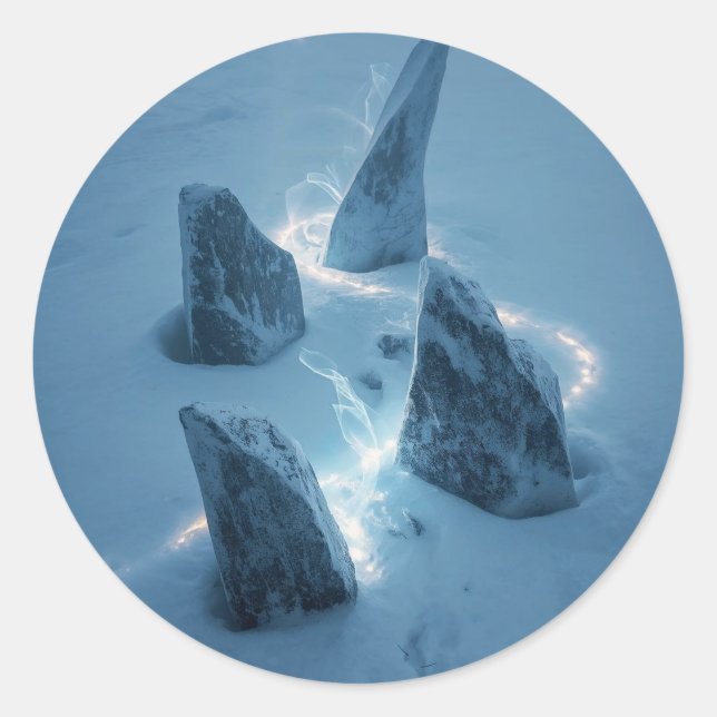 Pegatina Redonda Circle of Light in the Snow (Anverso)