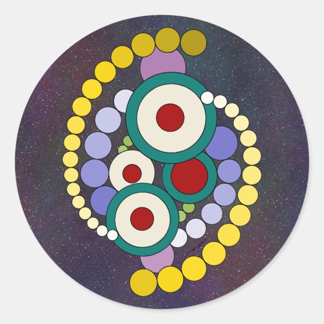 Pegatina Redonda Circles Abstract Artwork (Anverso)