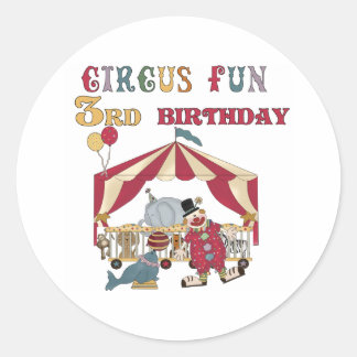 Pegatina Redonda Circo 3 de cumpleaños