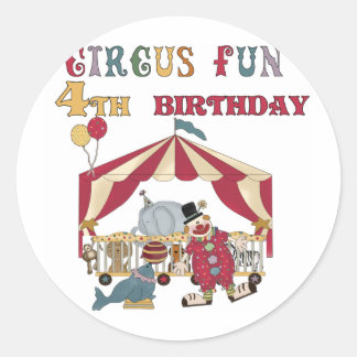 Pegatina Redonda Circo 4.º camisetas y regalos de cumpleaños