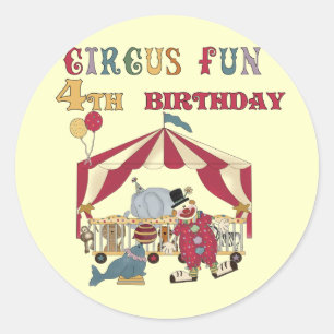 Pegatina Redonda Circo 4.º camisetas y regalos de cumpleaños