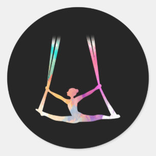 Pegatina Redonda Circo aéreo de sedas de yoga